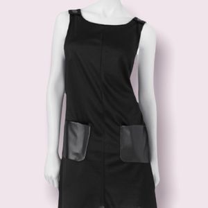 Lily Rose Shift Dress in Black with Faux Leather Pockets